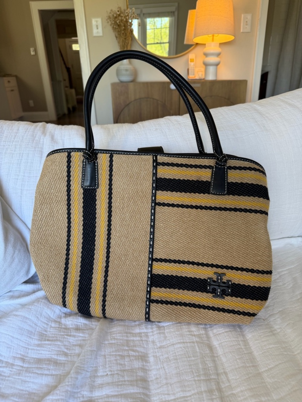 Tory Burch McGraw Stripe Canvas Tote